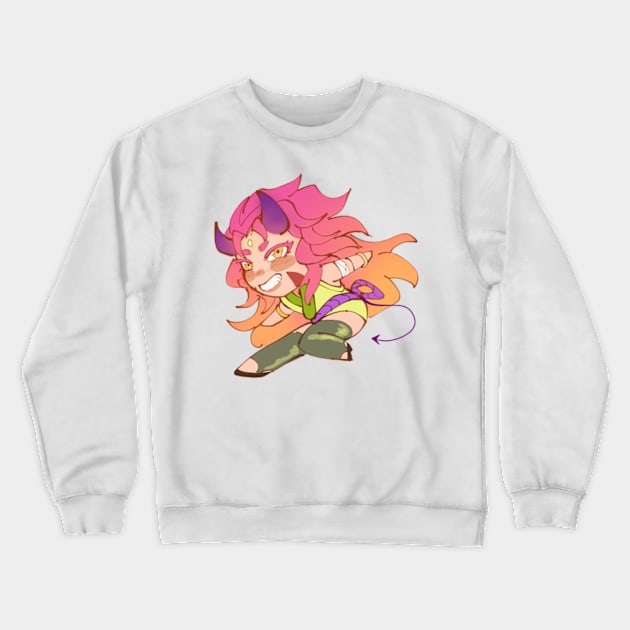 Japanese Demon Girl Crewneck Sweatshirt by AbaijahWhite